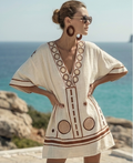 Vestido Túnica "Aura Mediterránea" – Lino Artesanal Bordado