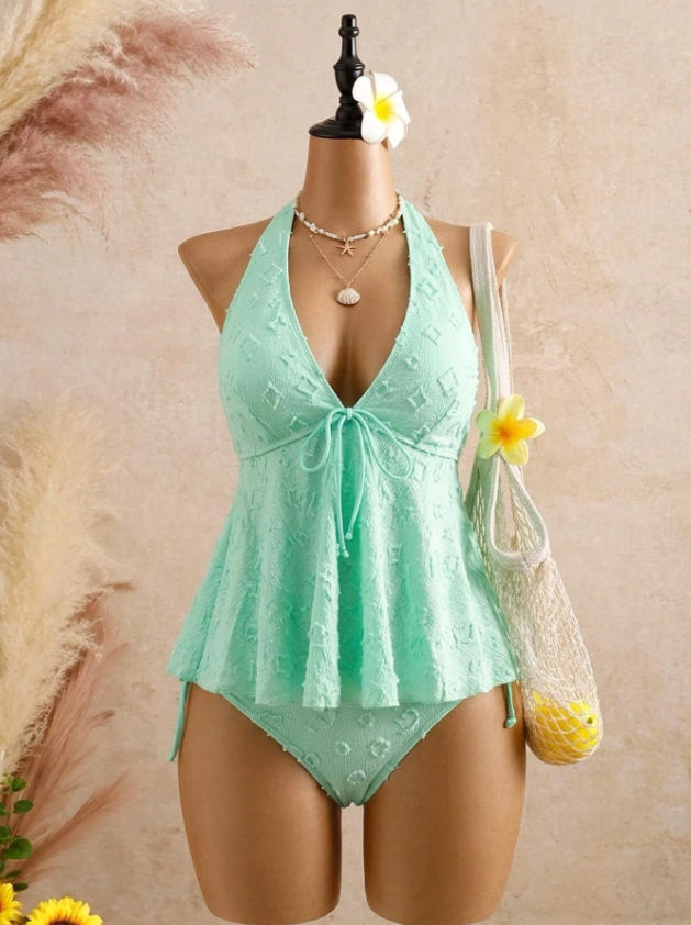 Women’s Peplum Halter Tankini Set