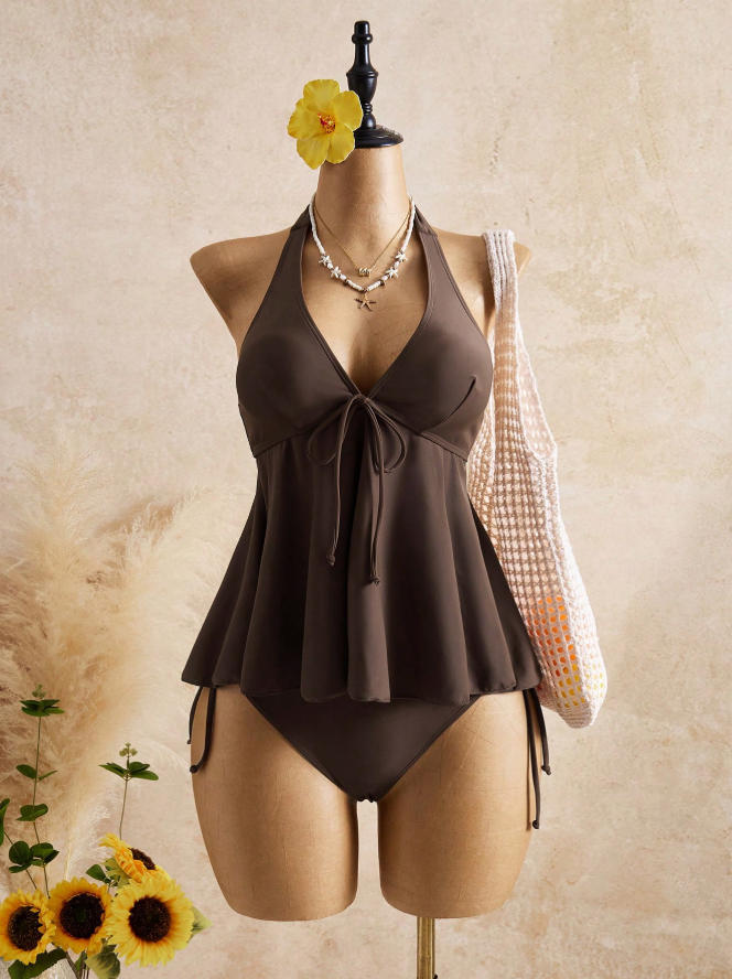 Women’s Peplum Halter Tankini Set