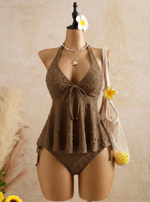 Women’s Peplum Halter Tankini Set